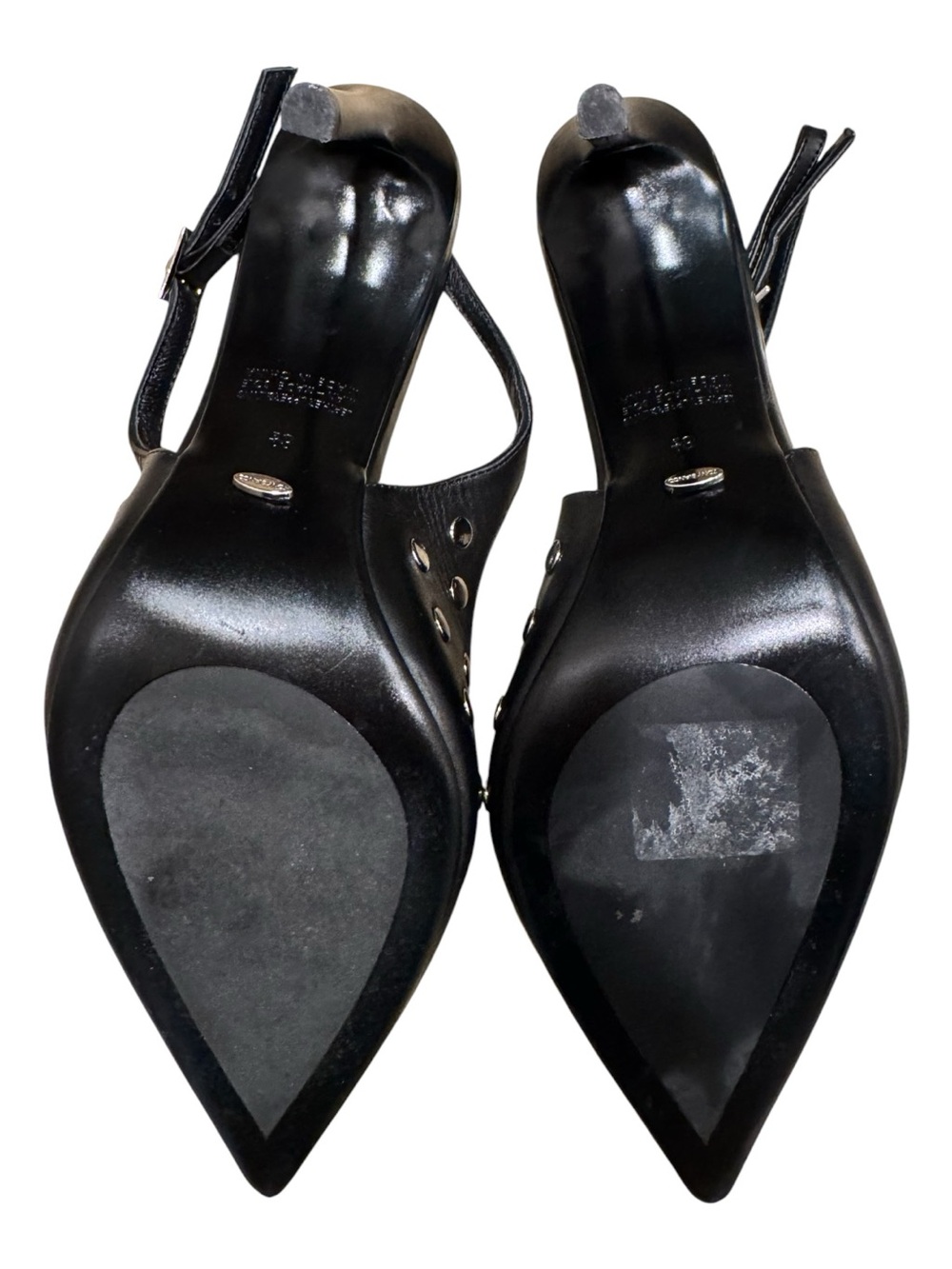 Tony Bianco Black Pointed Slingback Pumps with Silver Studs - Picture 4 of 6